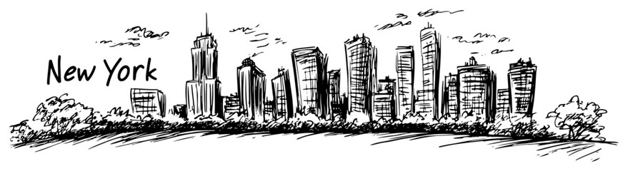 Obraz premium New York City Skyline Sketched Illustration