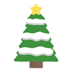 雪が積もったクリスマスツリー　もみの木　イラスト