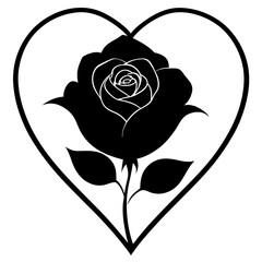 silhouette-of-rose-inside-a-heart-frame