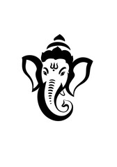 Black and white illustration of Ganesha, the Hindu deity. A spiritual symbol of wisdom, prosperity, and auspicious new beginnings in Indian culture