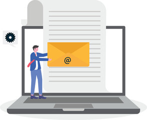 Child benefit, notice of assessment, income tax and benefit return concept with tiny people.
