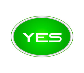 Green Yes button on white background vector design element.