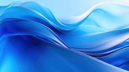Naklejka premium blue wavy digital art, abstract fluid dynamic waves, smooth flowing liquid texture, calming serene gradient background, beautiful dynamic flowing pattern, elegant smooth aqua color palette 