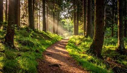 Fototapeta premium Forest Path Sunlight Nature Trail.