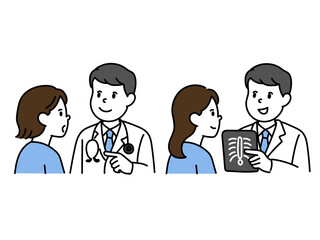 患者に説明する男性医師のイラスト