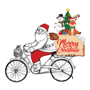 santa claus riding a bicycle
