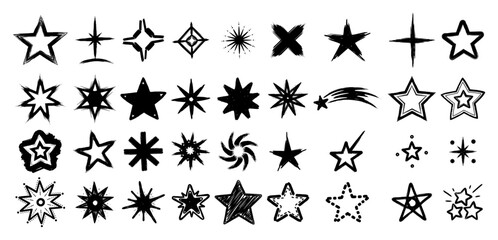 Hand Drawn Star Icons Collection