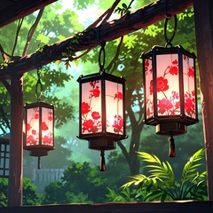 chinese lantern in the garden