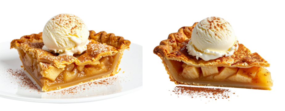 Set of Classic Apple Pie Slice with Ice Cream