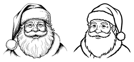 Vintage Santa Claus Head Portrait Illustrations