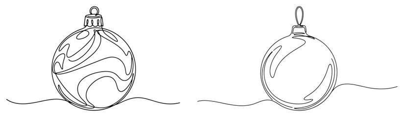 Christmas Ball Ornaments in a Continuous One Line Style