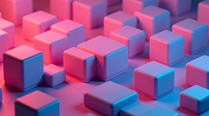 Obraz premium An ultradetailed 8K 3D render of abstract, colorful geometric waves in a surreal landscape, making this image a unique asset for graphic design, UI, and UX applications. This is an AI-generated image.