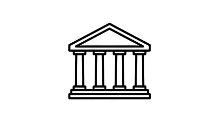 Illustration of a classical building facade with columns, isolated on transparent background a simple and elegant representation of architecture and history