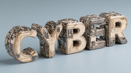 cyber monday 3D text sculpture representing the word "CYBER" with circuit patterns.