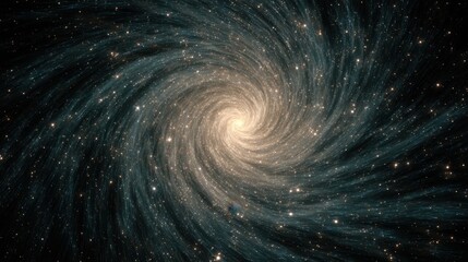Swirling Galaxy with Stars and Cosmic Elements in Deep Space Scene