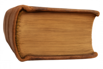 Old book with a brown leather cover and yellowed pages, closed and resting, conveying concepts of history, vintage, and wisdom