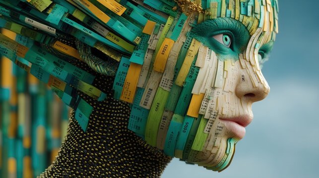 cyber monday Surreal portrait made of colorful materials and intricate textures. - Powered by Adobe