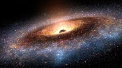 Obraz premium Stunning Image of a Black Hole Surrounded by Colorful Cosmic Gas and Stars in Vast Galaxy Space View