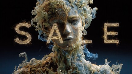 cyber monday A surreal figure intertwined with text spelling "SALE.