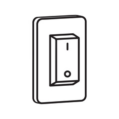 Light switch icon in the on position. Simple black outline vector illustration of a toggle power button for electricity and control.
