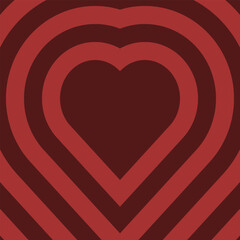 Concentric Love Hearts Maroon Red Background