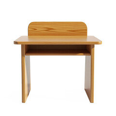 Wooden Student Desk with Backrest and Storage Shelf Wooden Office Furniture with Clear Background