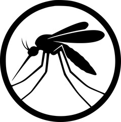 Mosquito Pest Control Logo. Minimalist mosquito illustration inside a circle