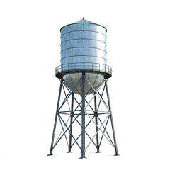 Water Tower with Clipping Path Isolated on Transparent Background