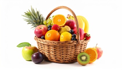 Colorful Fruit Basket with Apples, Oranges, and Bananas.