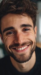 Fototapeta premium A portrait of a male influencer smiling, a scene of a social media lifestyle.