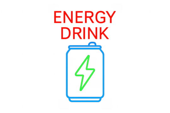 Energy drink can neon effect transparent background - Powered by Adobe