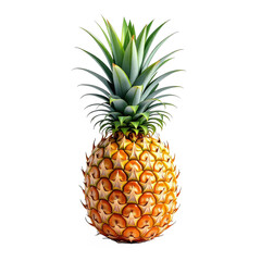 Fototapeta premium Fresh Bright Yellow and Green Pineapple with Spiky Leaves on Transparent Background
