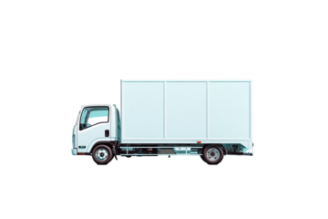 Side view of a white delivery truck