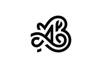 Fototapeta premium An intricate black and white monogram design featuring the letters a and b