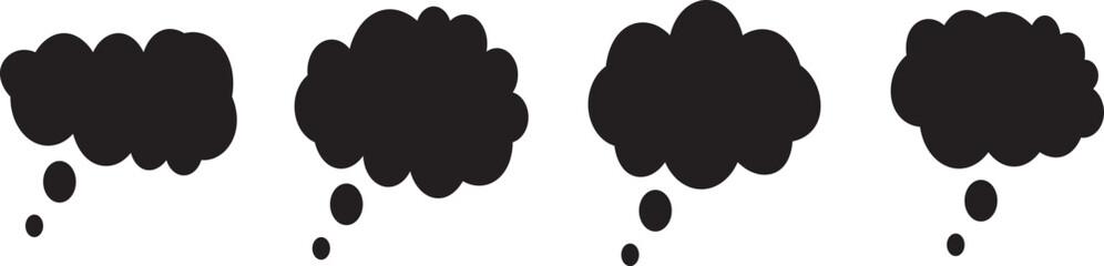 Printhought bubble icon .Retro cartoon comic style thought and speech bubble set.Simple line art thought bubble representing thinking