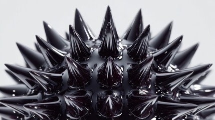 Unique Spiky Sculpture With Glossy Black Finish Showcased Indoors