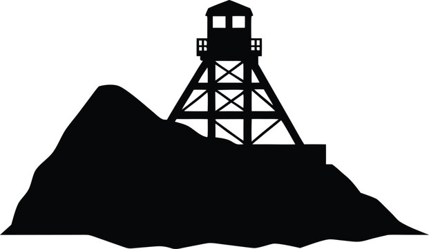coal mine head frame silhouette vector illustration