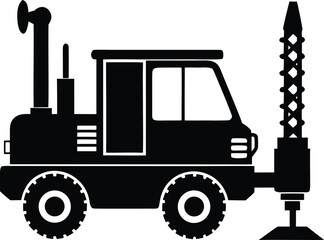  Drilling machine vehicle silhouette vector