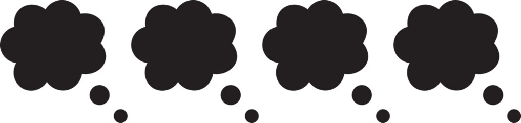 Printhought bubble icon .Retro cartoon comic style thought and speech bubble set.Simple line art thought bubble representing thinking