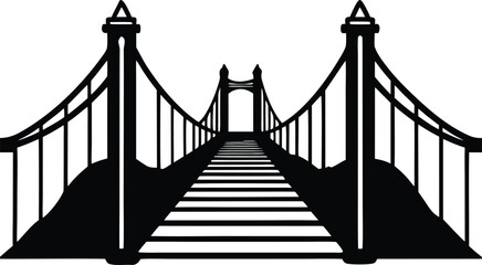 Majestic suspension bridge a stunning architectural masterpiece silhouette vector illustration