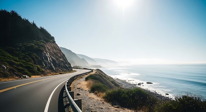 Scenic Coastal Highway Drive with Ocean Views.