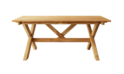 Wooden picnic table outdoor dining area furniture natural setting front view rustic charm for garden gatherings