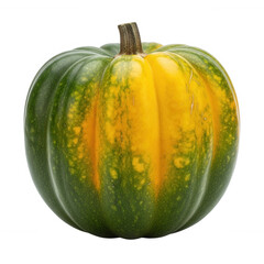 Green and yellow striped squash with stem isolated on a transparent background gourd vegetable