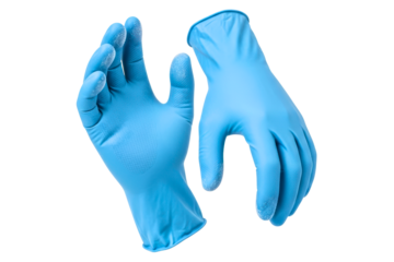 Medical safety gloves for hygiene and sterile procedures on a transparent background