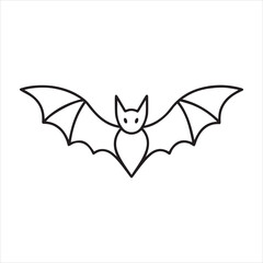 Minimal Bat Line Art Icon – Simple Outline Bat Drawing for Halloween or Logo Design