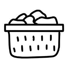 Laundry basket full of clothes outline