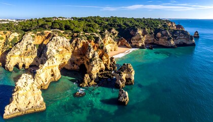 Coastal cliffs and beach panorama