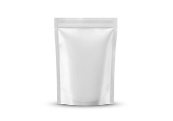 Sleek, modern white stand-up pouch mockup perfect for product packaging design, food branding, and e-commerce mockups