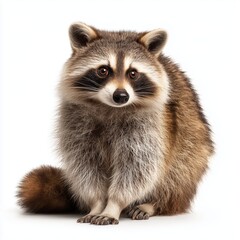 Obraz premium Raccoon sitting, isolated on white background cut out png