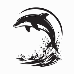 Dolphin Performing Aerial Jump Vector Art Isolated on White Background